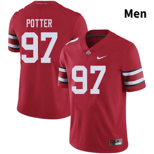 Ohio State Buckeyes Noah Potter Men's #97 Red Authentic Stitched College Football Jersey